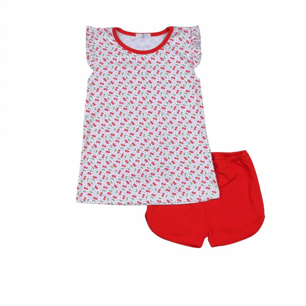 NEW BABY LOREN girl's sweet as cherries shorts set in red